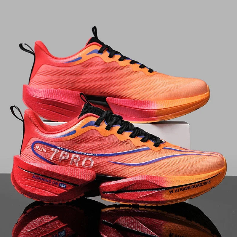 Novos tênis de placa de carbono masculino ao ar livre sola macia malha sapatos esportivos tênis de corrida luz anti-deslizamento casual casal tênis