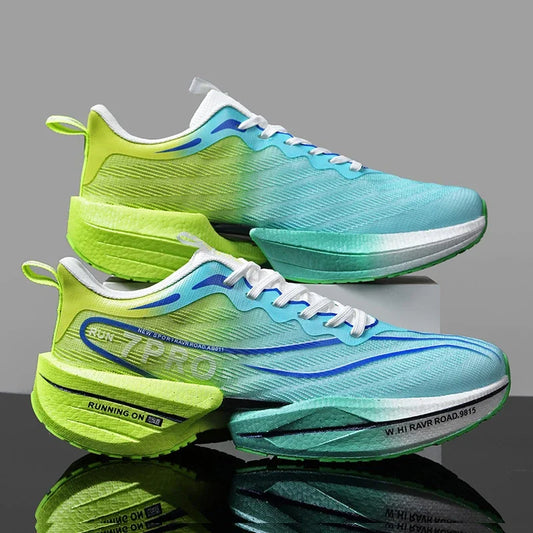 Novos tênis de placa de carbono masculino ao ar livre sola macia malha sapatos esportivos tênis de corrida luz anti-deslizamento casual casal tênis