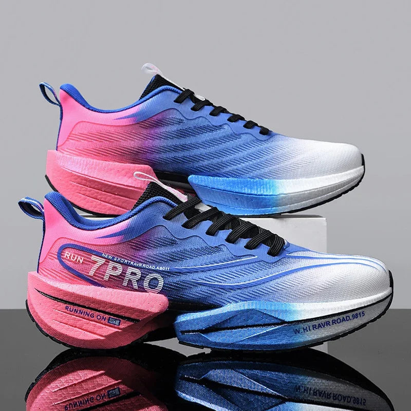Novos tênis de placa de carbono masculino ao ar livre sola macia malha sapatos esportivos tênis de corrida luz anti-deslizamento casual casal tênis
