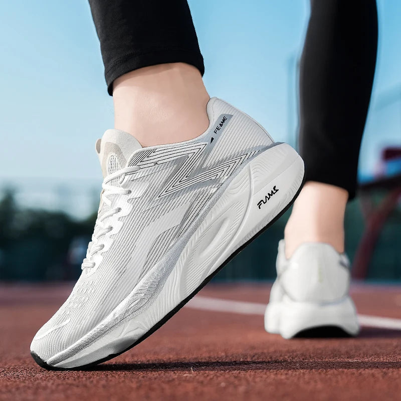Calçados de corrida masculinos casuais e confortáveis de cor sólida resistentes ao desgaste, calçados esportivos respiráveis e fáceis de usar com cadarços ajustáveis, antiderrapantes e confortáveis para exercícios ao ar livre