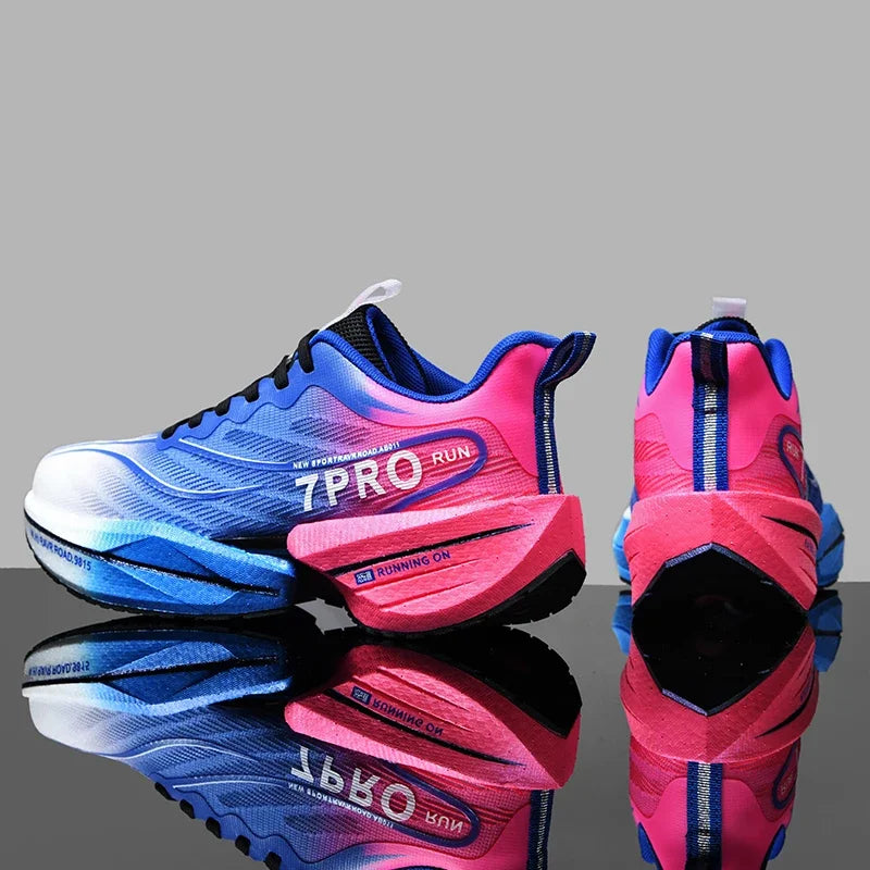 Novos tênis de placa de carbono masculino ao ar livre sola macia malha sapatos esportivos tênis de corrida luz anti-deslizamento casual casal tênis