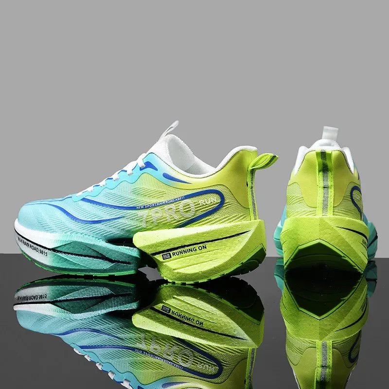 Novos tênis de placa de carbono masculino ao ar livre sola macia malha sapatos esportivos tênis de corrida luz anti-deslizamento casual casal tênis