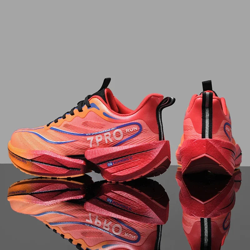 Novos tênis de placa de carbono masculino ao ar livre sola macia malha sapatos esportivos tênis de corrida luz anti-deslizamento casual casal tênis