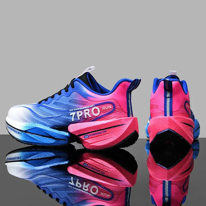 Novos tênis de placa de carbono masculino ao ar livre sola macia malha sapatos esportivos tênis de corrida luz anti-deslizamento casual casal tênis